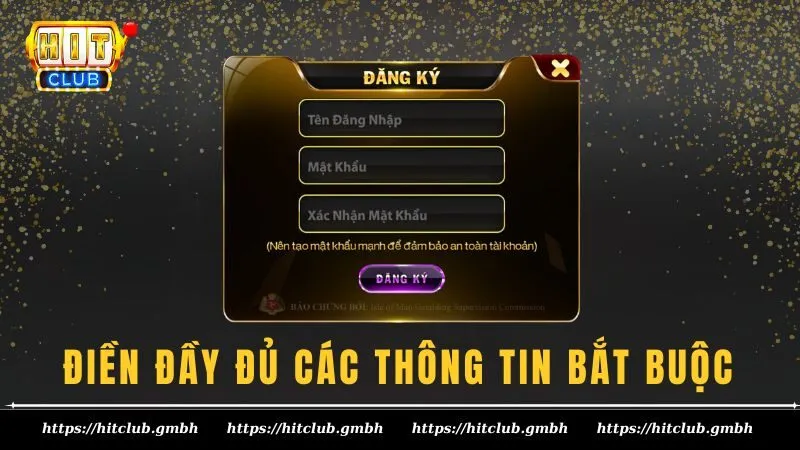 Form đăng ký chơi game tại HITCLUB